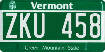 VT license plate ZKU458