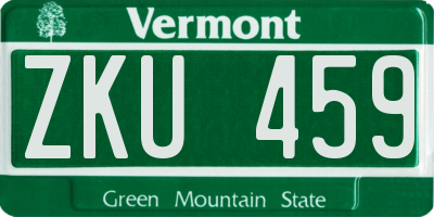 VT license plate ZKU459