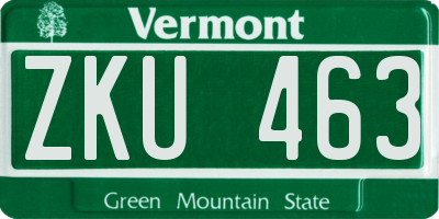 VT license plate ZKU463