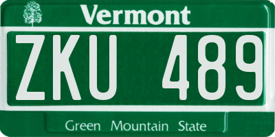 VT license plate ZKU489