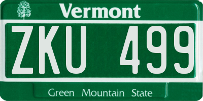 VT license plate ZKU499