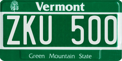 VT license plate ZKU500