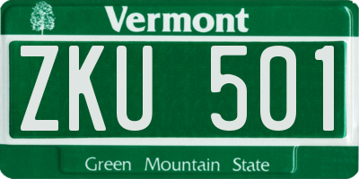 VT license plate ZKU501