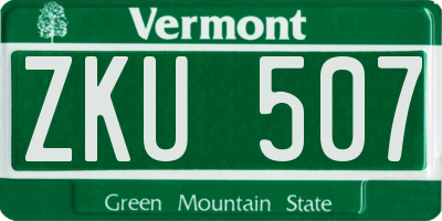 VT license plate ZKU507