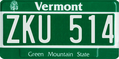 VT license plate ZKU514