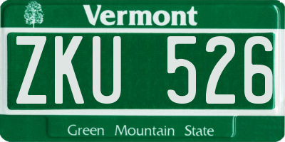 VT license plate ZKU526