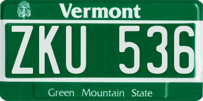 VT license plate ZKU536