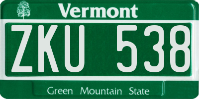 VT license plate ZKU538
