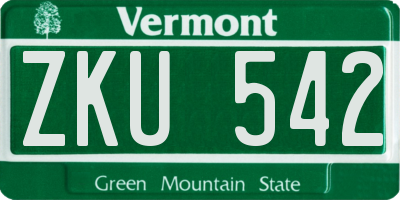 VT license plate ZKU542