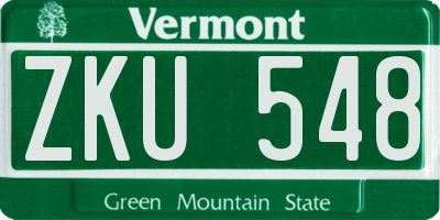 VT license plate ZKU548