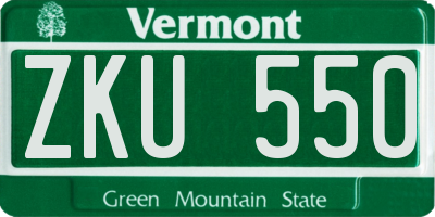 VT license plate ZKU550