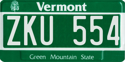 VT license plate ZKU554