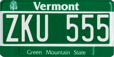 VT license plate ZKU555