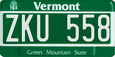 VT license plate ZKU558