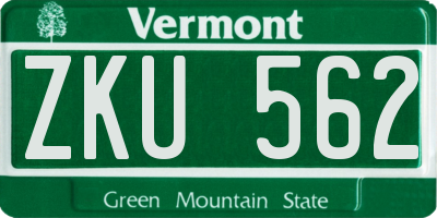VT license plate ZKU562