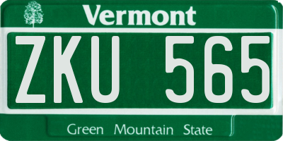 VT license plate ZKU565
