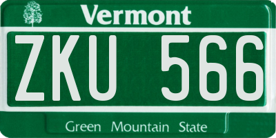 VT license plate ZKU566