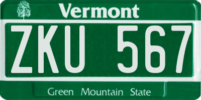 VT license plate ZKU567