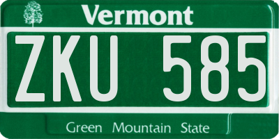 VT license plate ZKU585