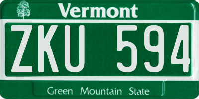 VT license plate ZKU594