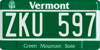 VT license plate ZKU597