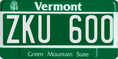 VT license plate ZKU600
