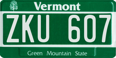 VT license plate ZKU607
