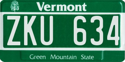 VT license plate ZKU634