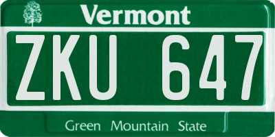 VT license plate ZKU647