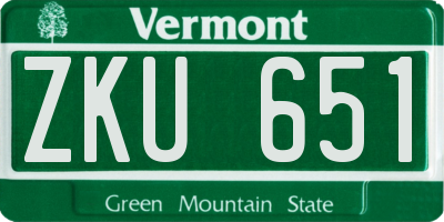 VT license plate ZKU651