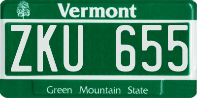 VT license plate ZKU655