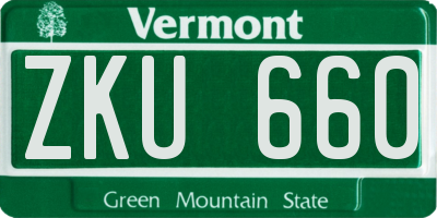 VT license plate ZKU660