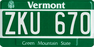 VT license plate ZKU670