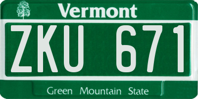 VT license plate ZKU671