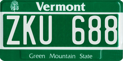 VT license plate ZKU688