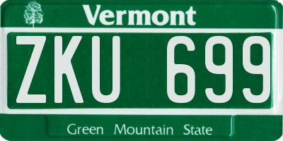 VT license plate ZKU699