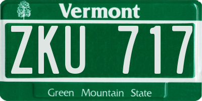 VT license plate ZKU717