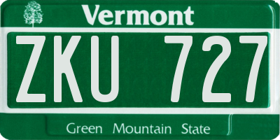 VT license plate ZKU727