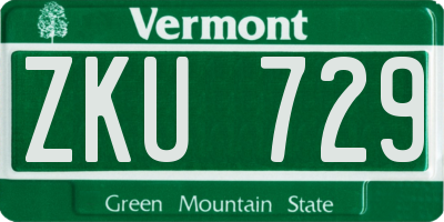 VT license plate ZKU729