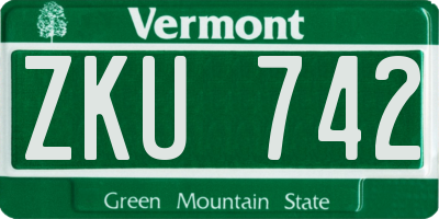 VT license plate ZKU742