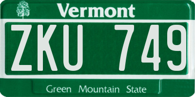 VT license plate ZKU749