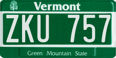 VT license plate ZKU757