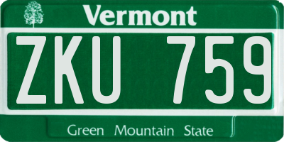 VT license plate ZKU759