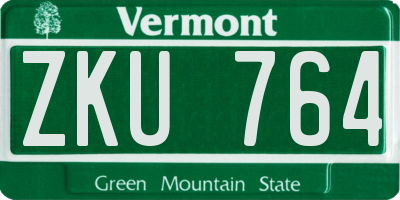 VT license plate ZKU764