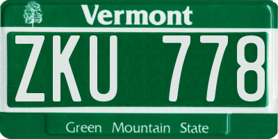 VT license plate ZKU778