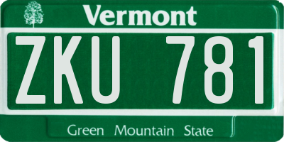 VT license plate ZKU781