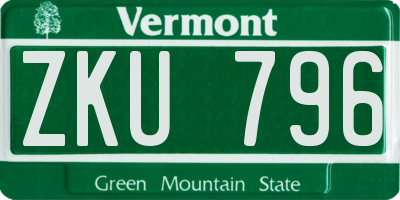 VT license plate ZKU796