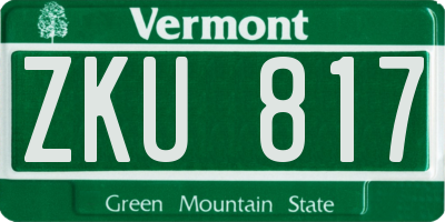 VT license plate ZKU817
