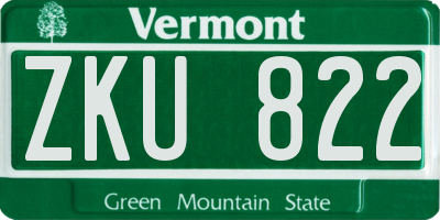 VT license plate ZKU822
