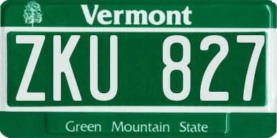 VT license plate ZKU827